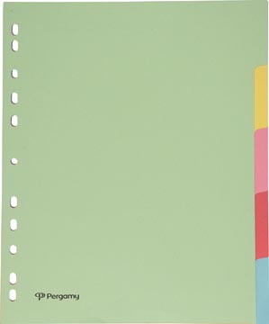 Pergamy intercalaires ft a4 maxi, perforation 11 trous, carton, couleurs assorties pastel, 5 onglets