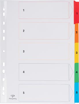 Pergamy intercalaires avec page de garde, ft a4, perforation 11 trous, couleurs assorties, set 1-5