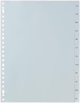 Pergamy intercalaires, ft a4, perforation 23 trous, pp gris, januari-december