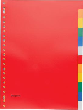 Pergamy intercalaires, ft a4, perforation 23 trous, pp, 12 onglets en couleurs assorties