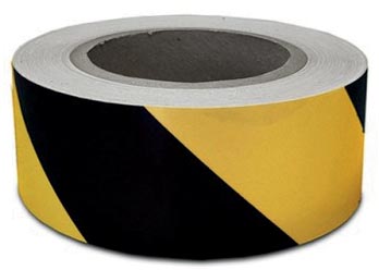 Ruban de signalisation, ft 50 mm x 60 m, noir/jaune