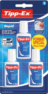 Tipp-ex correcteur liquide rapid, blister de 3 pièces, special format