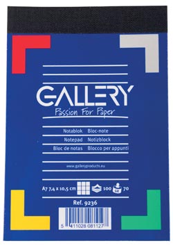 Gallery carnet de notes, ft a7, quadrillé 5 mm, 70 g/m²