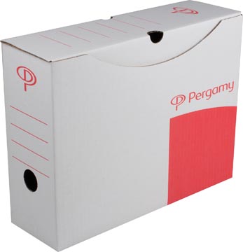 Pergamy boîte à archives, 20 x 25 x 33 (l x h x p), blanc, montage automatique