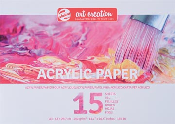 Talens art creation papier acrylique, 290 g/m², ft a3, bloc de 15 feuilles