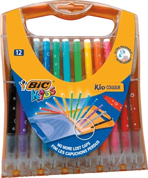 Bic kids feutres de coloriage kid couleur, rainbow case de 12 feutres en couleurs assorties