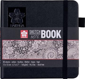 Sakura carnet de croquis, 80 pages, 140 g/m², ft 12 x 12 cm, papier blanc