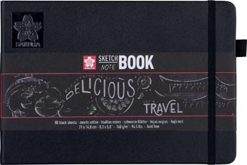 Sakura carnet de croquis, 80 pages, 140 g/m², ft a5, papier noir