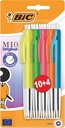 Bic stylo bille m10 original ultracolours, blister de 10 + 4 gratuits