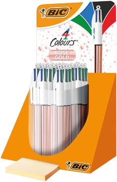 Bic 4 colours rose gold, stylo bille, 0,32 mm, 4 couleurs d'encre classique, présentoir de 20 pièces