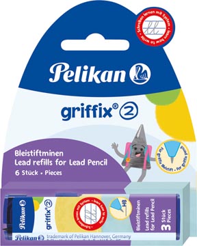 Pelikan griffix mines, 2 mm, blister de 2 boîtes de 3 pièces