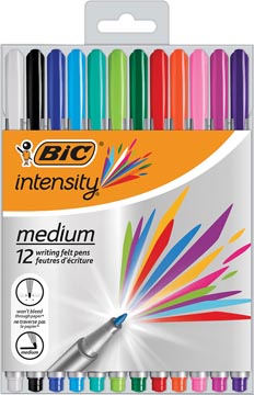 Bic fineliner intensity, moyenne, étui de 12 pièces en couleurs assorties