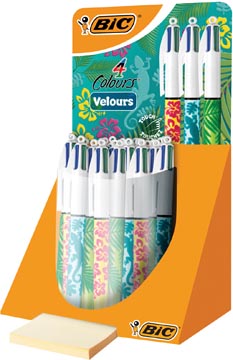 Bic 4 colours velours, stylo bille, 0,32 mm, 4 couleurs d'encre classique, présentoir de 30 pièces