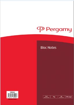 Pergamy bloc de papier à lettres, 70 g/m², ft a4, 2 pochettes, 100 feuilles,  quadrillé 5 mm