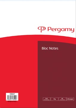 Pergamy bloc de papier à lettres, 70 g/m², ft a5, 100 feuilles, quadrillé 5 mm