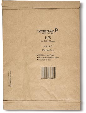 Mail lite padded bag enveloppen, brun, h/5, 264 x 374 mm, boîte de 50 pièces