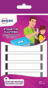 Avery family étiquettes plastifiées, ft 8,5 x 1,7 cm, gris, sachet brochable avec 24 étiquettes