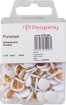 Pergamy punaises, blanc, boîte de 120 pièces