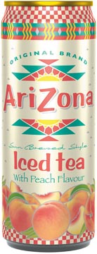 Arizona thé froid peach iced tea, canette de 33 cl, paquet de 12 pièces