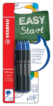 Stabilo easyoriginal recharge roller, medium, 0,5mm, blister de 6 pièces, bleu
