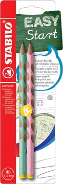 Stabilo easygraph s pastel crayon, hb, 3,15 mm, blister van 2 pièces, pour gauchers, vert en rose