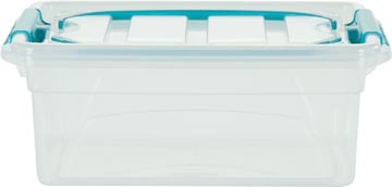 Whitefurze carry box boîte de rangement 5 litres, transparent avec poignées bleu