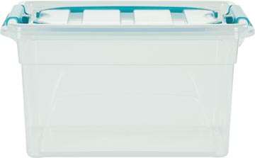 Whitefurze carry box boîte de rangement 7 litres, transparent avec poignées bleu