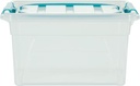 Whitefurze carry box boîte de rangement 7 litres, transparent avec poignées bleu