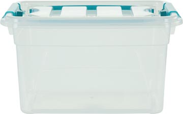 Whitefurze carry box boîte de rangement 13 litres, transparent avec poignées bleu