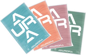 Aurora splendid bloc de cours, ft a4, 70 g/m², perforation 2 trous, quadrillé commercial, 100 feuilles