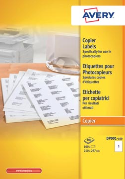 Avery dp001-100 étiquettes pour photocopieurs ft 210 x 297 mm (l x h), blanc, boîte de 100 pièces