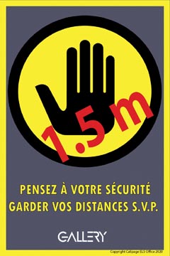 Gallery autocollant, avertissement: gardez 1,5 mètres de distance, ft a5, français