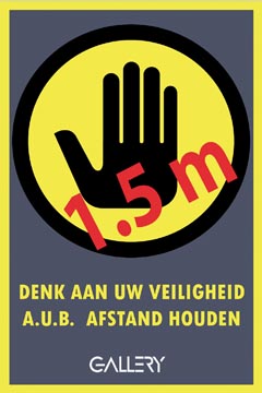 Gallery autocollant, avertissement: gardez 1,5 mètres de distance, ft a5, néerlandais