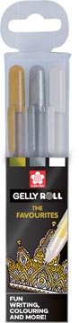 Sakura roller gelly roll mix, étui de 3 pièces (or, argent et blanc)