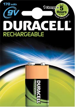 Duracell pile rechargeable 9v, sous blister