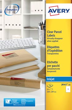 Avery étiquettes d'expédition transparentes ft 210 x 297 mm, 25 pièces, 1 par feuille