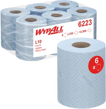 Kimberly-clark professional papier de nettoyage wypall reach, bleu, paquet de 6 roleaux