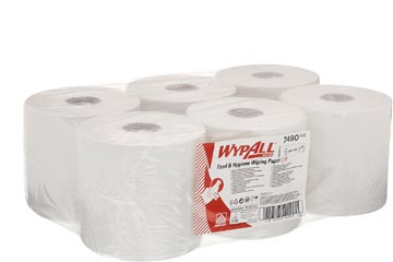 Wypall lingettes nettoyantes l10, centerfeed, 1 pli, paquet de 6 rouleaux, blanc