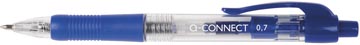 Q-connect stylo bille, rétractable, 0,7 mm, pointe moyenne, bleu