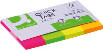 Q-connect quick tabs, ft 20 x 50 mm, 4 x 50 onglets, couleurs assorties