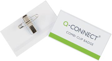 Q-connect badge avec clip combiné 75 x 40 mm