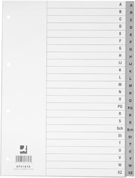 Q-connect intercalaires alphabétiques, a4, pp, avec page de garde, 24 tabs, gris