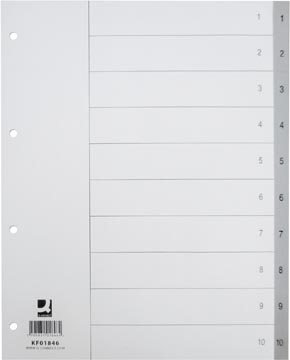 Q-connect intercalaires numériques, a4, pp, 1-10, avec page de garde, gris