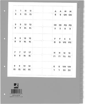 Q-connect intercalaires neutres, a4, pp, 20 onglets, gris