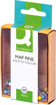 Q-connect épingles de signalisation, couleurs assorties, boîte de 60 pièces