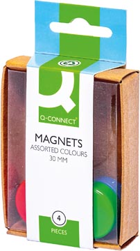 Q-connect aimants 25 mm couleurs assorties boîte de 4 pièces