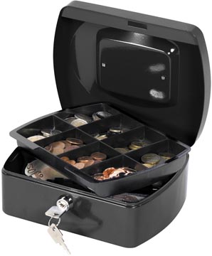 Q-connect coffret à monnaie, 205 x 160 x 85 mm, noir