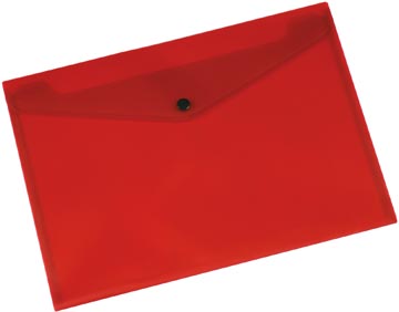 Q-connect pochette documents, a4, pp transparent, fermeture à bouton-pression, rouge