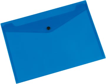 Q-connect pochette documents, a4, pp transparent, fermeture à bouton-pression, bleu