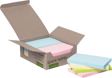 Q-connect quick notes recycles pastel, ft 76 x 127 mm, boîte de 12 pièces en couleurs assorties